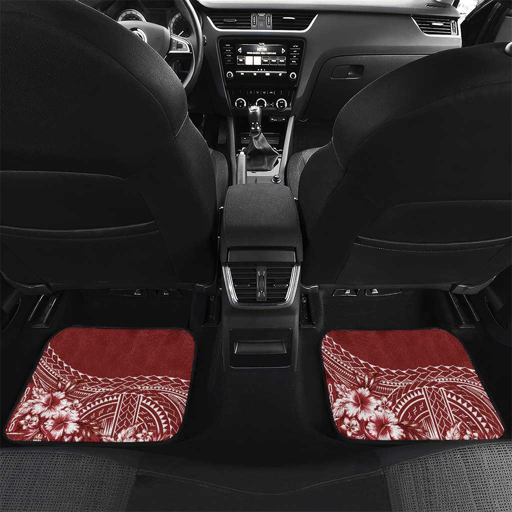 Kia Orana Cook Islands Car Mats Tiare and Stars - Scarlet LT7 Set 2pcs - Back Red - Polynesian Pride