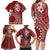 Kia Orana Cook Islands Family Matching Long Sleeve Bodycon Dress and Hawaiian Shirt Tiare and Stars - Scarlet