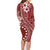 Kia Orana Cook Islands Family Matching Long Sleeve Bodycon Dress and Hawaiian Shirt Tiare and Stars - Scarlet