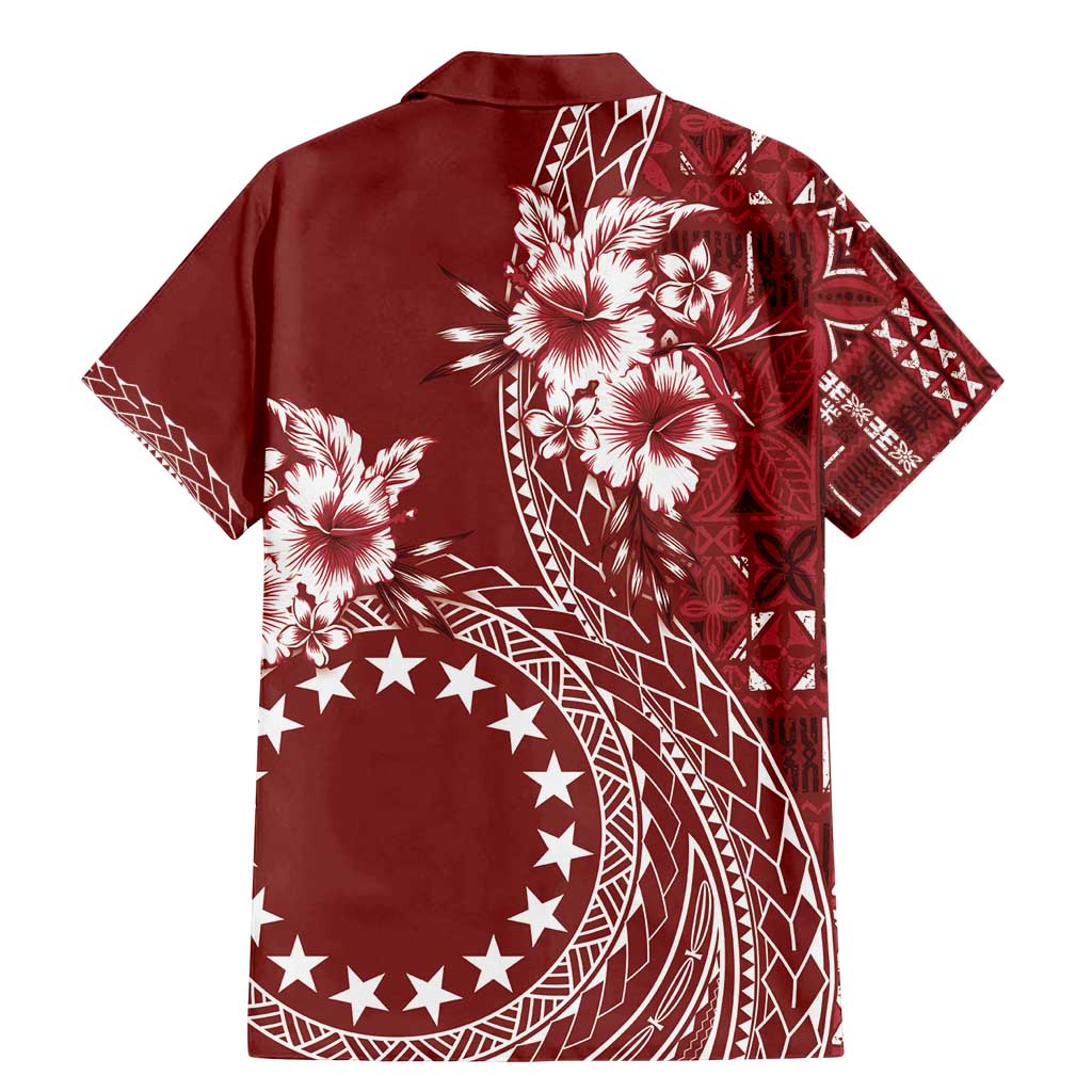 Kia Orana Cook Islands Family Matching Mermaid Dress and Hawaiian Shirt Tiare and Stars - Scarlet