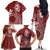 Kia Orana Cook Islands Family Matching Off The Shoulder Long Sleeve Dress and Hawaiian Shirt Tiare and Stars - Scarlet