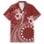 Kia Orana Cook Islands Family Matching Off The Shoulder Long Sleeve Dress and Hawaiian Shirt Tiare and Stars - Scarlet