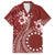 Kia Orana Cook Islands Family Matching Off Shoulder Short Dress and Hawaiian Shirt Tiare and Stars - Scarlet