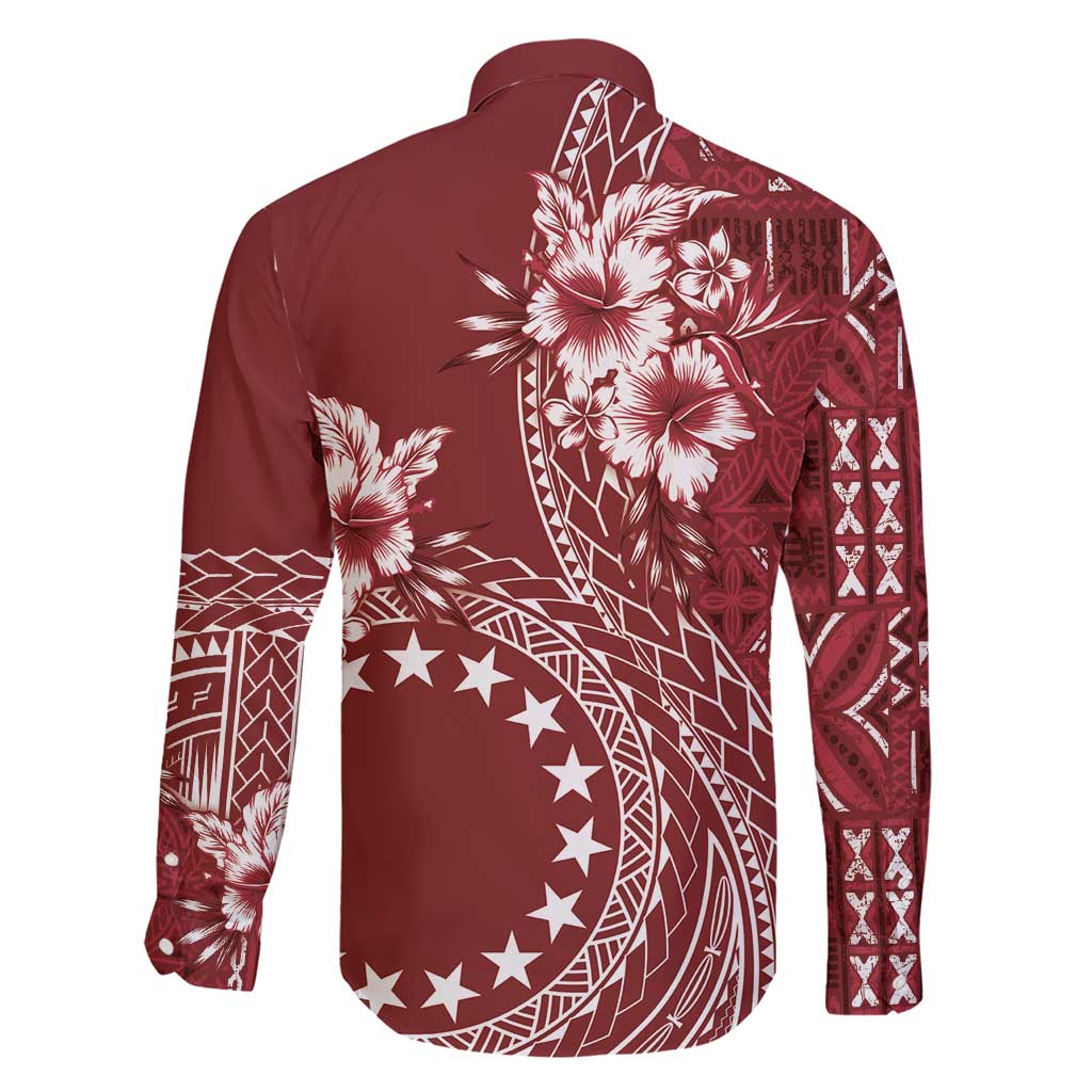 Kia Orana Cook Islands Family Matching Short Sleeve Bodycon Dress and Hawaiian Shirt Tiare and Stars - Scarlet