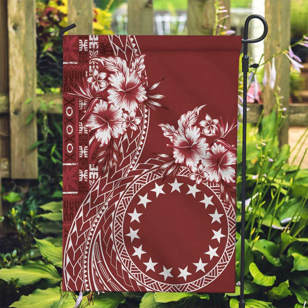 Kia Orana Cook Islands Garden Flag Tiare and Stars - Scarlet LT7 Garden Flag Red - Polynesian Pride