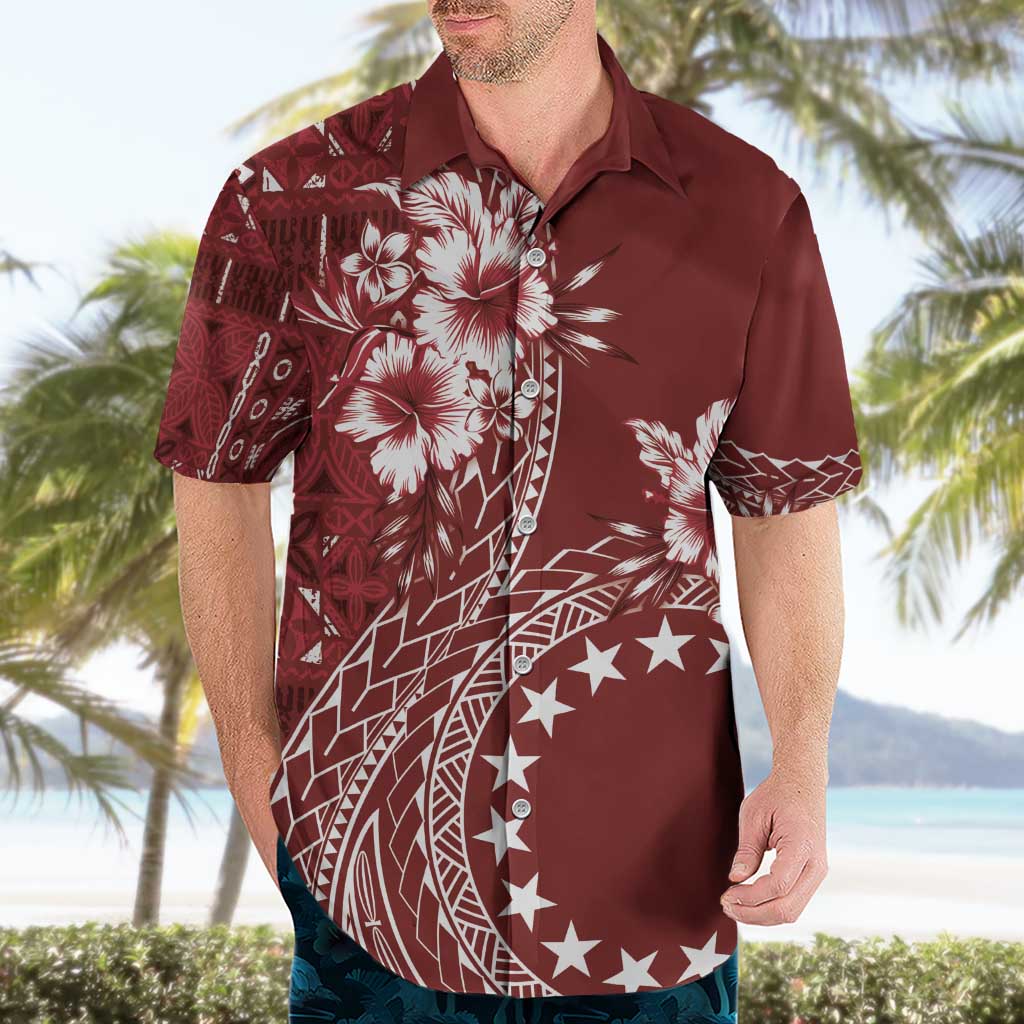 Kia Orana Cook Islands Hawaiian Shirt Tiare and Stars - Scarlet LT7 - Polynesian Pride