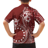 Kia Orana Cook Islands Kid Hawaiian Shirt Tiare and Stars - Scarlet