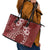 Kia Orana Cook Islands Leather Tote Bag Tiare and Stars - Scarlet