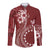 Kia Orana Cook Islands Long Sleeve Button Shirt Tiare and Stars - Scarlet