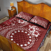 Kia Orana Cook Islands Quilt Bed Set Tiare and Stars - Scarlet LT7 - Polynesian Pride