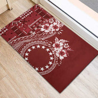 Kia Orana Cook Islands Rubber Doormat Tiare and Stars - Scarlet LT7 - Polynesian Pride