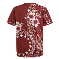 Kia Orana Cook Islands Rugby Jersey Tiare and Stars - Scarlet LT7 - Polynesian Pride