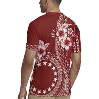 Kia Orana Cook Islands Rugby Jersey Tiare and Stars - Scarlet LT7 - Polynesian Pride