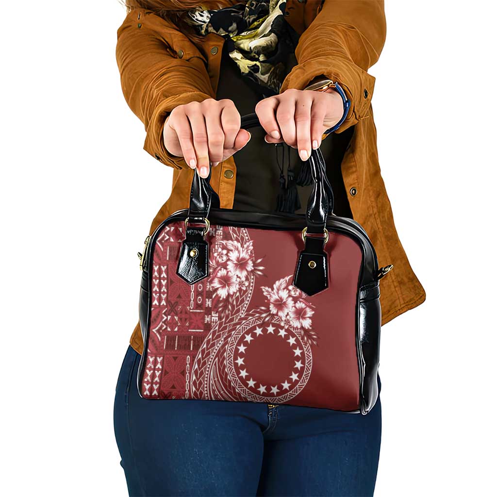 Kia Orana Cook Islands Shoulder Handbag Tiare and Stars - Scarlet