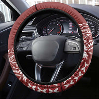 Kia Orana Cook Islands Steering Wheel Cover Tiare and Stars - Scarlet LT7 - Polynesian Pride