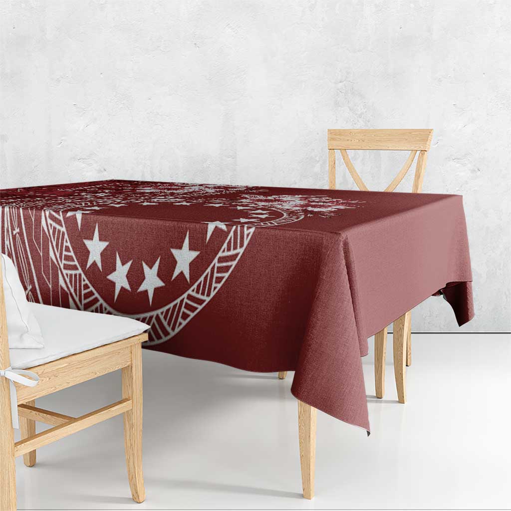 Kia Orana Cook Islands Tablecloth Tiare and Stars - Scarlet LT7 - Polynesian Pride