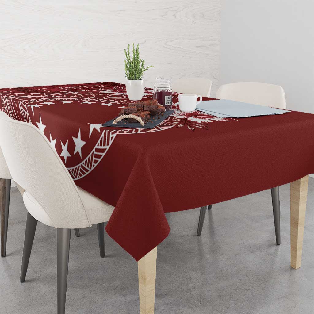 Kia Orana Cook Islands Tablecloth Tiare and Stars - Scarlet LT7 - Polynesian Pride