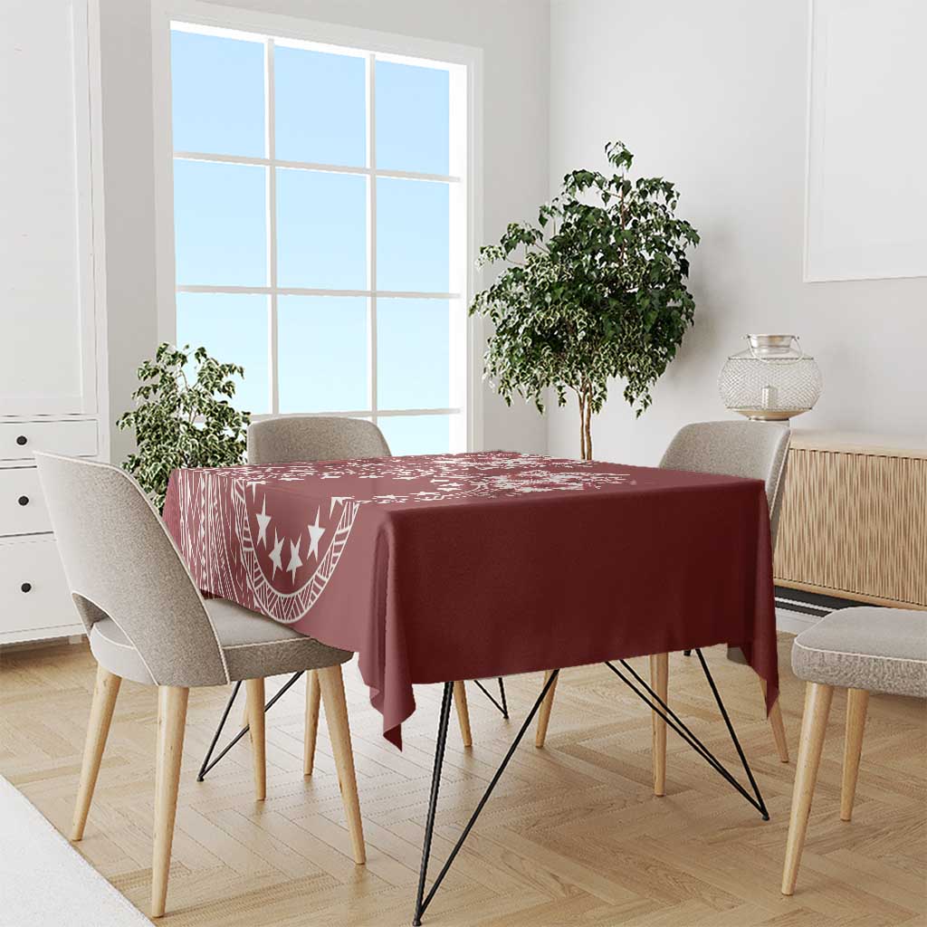 Kia Orana Cook Islands Tablecloth Tiare and Stars - Scarlet LT7 - Polynesian Pride
