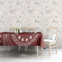 Kia Orana Cook Islands Tablecloth Tiare and Stars - Scarlet LT7 - Polynesian Pride