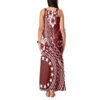 Kia Orana Cook Islands Tank Maxi Dress Tiare and Stars - Scarlet LT7 - Polynesian Pride