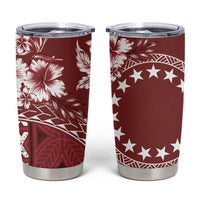 Kia Orana Cook Islands Tumbler Cup Tiare & Stars - Scarlet LT7 Red - Polynesian Pride