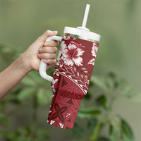 Kia Orana Cook Islands Tumbler With Handle Tiare & Stars - Scarlet LT7 - Polynesian Pride
