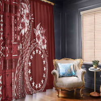 Kia Orana Cook Islands Window Curtain Tiare and Stars - Scarlet LT7 - Polynesian Pride