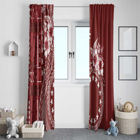 Kia Orana Cook Islands Window Curtain Tiare and Stars - Scarlet LT7 - Polynesian Pride
