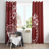 Kia Orana Cook Islands Window Curtain Tiare and Stars - Scarlet LT7 - Polynesian Pride