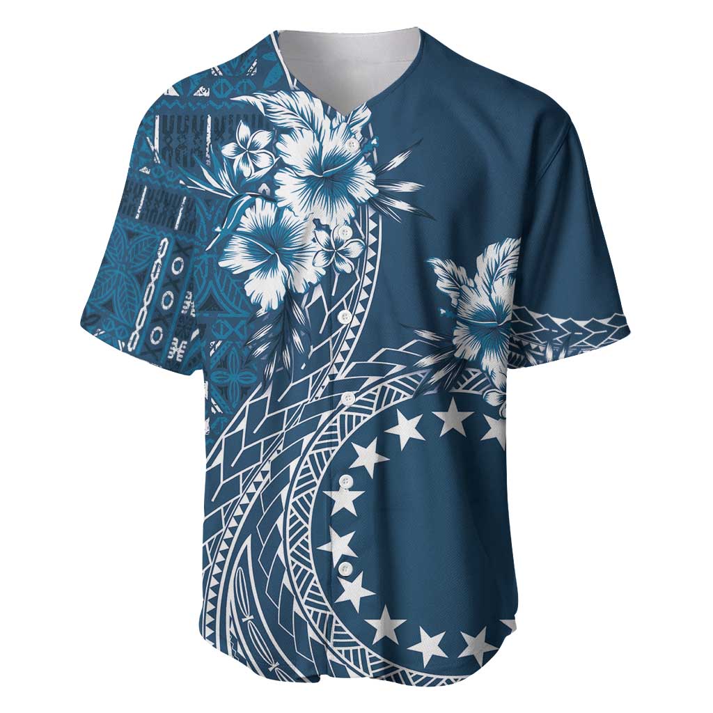 Kia Orana Cook Islands Baseball Jersey Tiare and Stars - Navy Blue