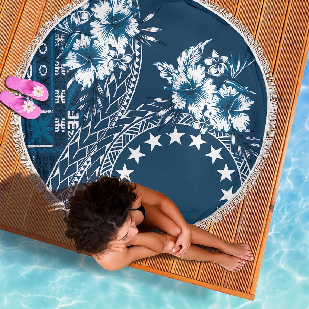 Kia Orana Cook Islands Beach Blanket Tiare and Stars - Navy Blue LT7 - Polynesian Pride