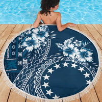 Kia Orana Cook Islands Beach Blanket Tiare and Stars - Navy Blue LT7 - Polynesian Pride