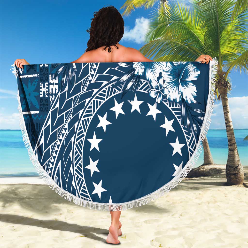 Kia Orana Cook Islands Beach Blanket Tiare and Stars - Navy Blue LT7 - Polynesian Pride