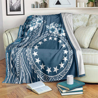 Kia Orana Cook Islands Blanket Tiare and Stars - Navy Blue LT7 Navy Blue - Polynesian Pride