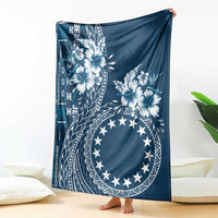 Kia Orana Cook Islands Blanket Tiare and Stars - Navy Blue LT7 - Polynesian Pride