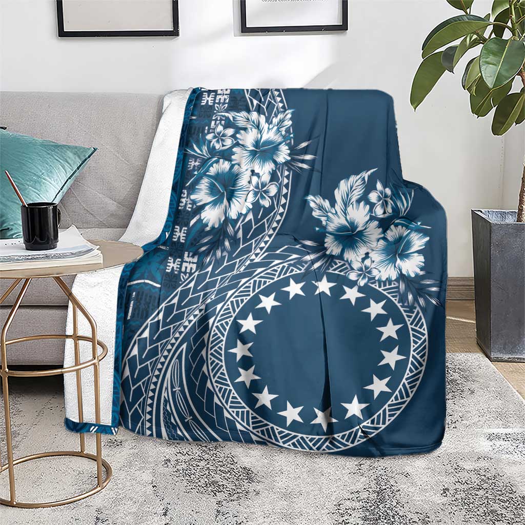 Kia Orana Cook Islands Blanket Tiare and Stars - Navy Blue LT7 - Polynesian Pride