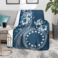 Kia Orana Cook Islands Blanket Tiare and Stars - Navy Blue LT7 - Polynesian Pride