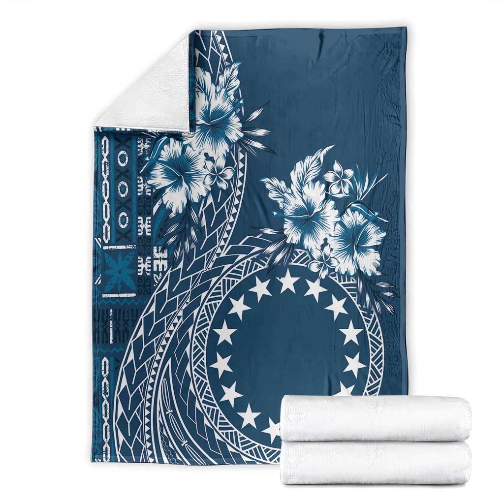 Kia Orana Cook Islands Blanket Tiare and Stars - Navy Blue LT7 - Polynesian Pride