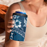Kia Orana Cook Islands 4 in 1 Can Cooler Tumbler Tiare & Stars - Navy Blue