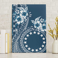 Kia Orana Cook Islands Canvas Wall Art Tiare and Stars - Navy Blue LT7 Without Frame Navy Blue - Polynesian Pride
