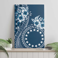 Kia Orana Cook Islands Canvas Wall Art Tiare and Stars - Navy Blue LT7 - Polynesian Pride