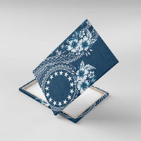 Kia Orana Cook Islands Canvas Wall Art Tiare and Stars - Navy Blue LT7 With Frame Navy Blue - Polynesian Pride