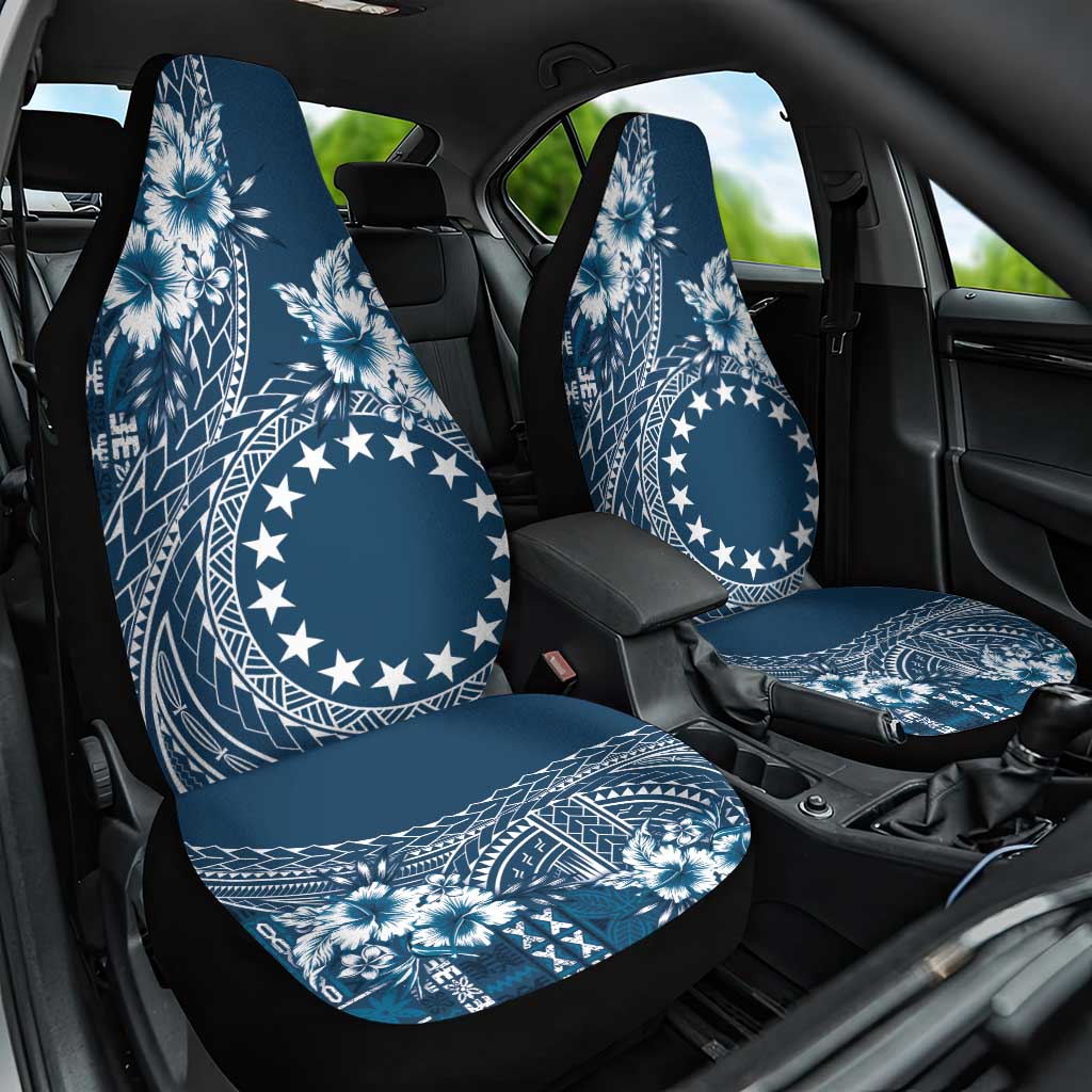 Kia Orana Cook Islands Car Seat Cover Tiare and Stars - Navy Blue