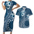 Kia Orana Cook Islands Couples Matching Short Sleeve Bodycon Dress and Hawaiian Shirt Tiare and Stars - Navy Blue