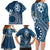 Kia Orana Cook Islands Family Matching Long Sleeve Bodycon Dress and Hawaiian Shirt Tiare and Stars - Navy Blue