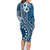 Kia Orana Cook Islands Family Matching Long Sleeve Bodycon Dress and Hawaiian Shirt Tiare and Stars - Navy Blue