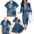 Kia Orana Cook Islands Family Matching Off The Shoulder Long Sleeve Dress and Hawaiian Shirt Tiare and Stars - Navy Blue