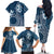 Kia Orana Cook Islands Family Matching Off The Shoulder Long Sleeve Dress and Hawaiian Shirt Tiare and Stars - Navy Blue