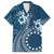 Kia Orana Cook Islands Family Matching Off The Shoulder Long Sleeve Dress and Hawaiian Shirt Tiare and Stars - Navy Blue