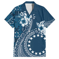 Kia Orana Cook Islands Family Matching Short Sleeve Bodycon Dress and Hawaiian Shirt Tiare and Stars - Navy Blue